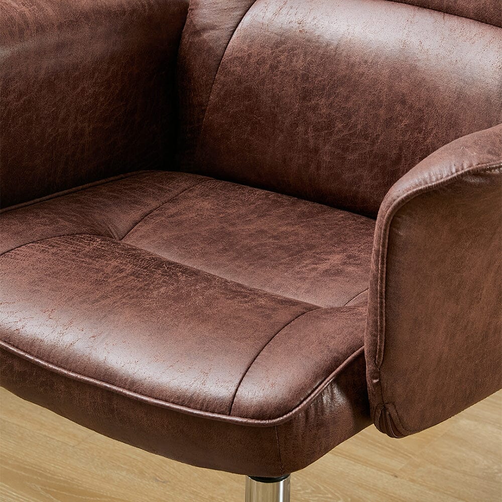 Mid-Back Office Chair with Chrome Base (Retro PU Leather / Chenille) Living and Home 
