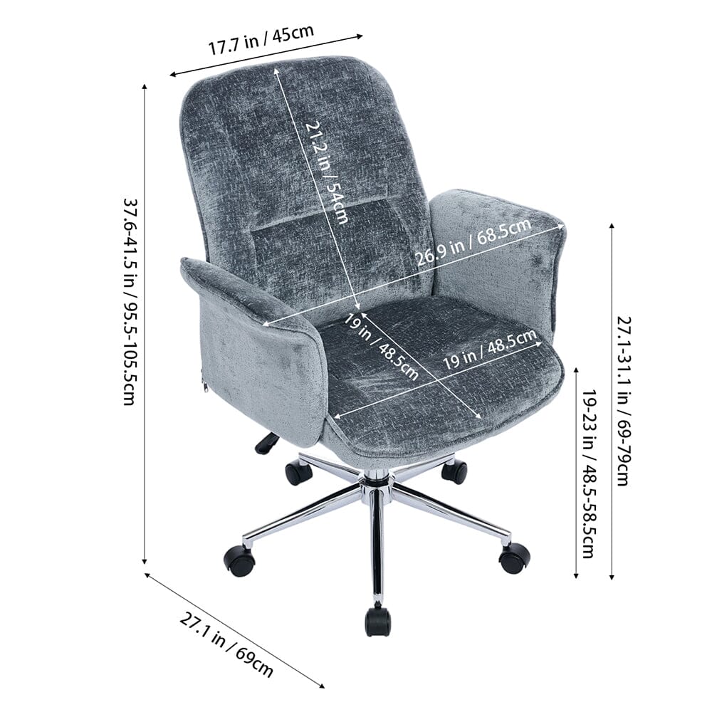 Mid-Back Office Chair with Chrome Base (Retro PU Leather / Chenille) Living and Home 