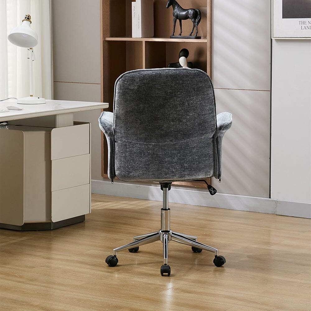Mid-Back Office Chair with Chrome Base (Retro PU Leather / Chenille) Living and Home 
