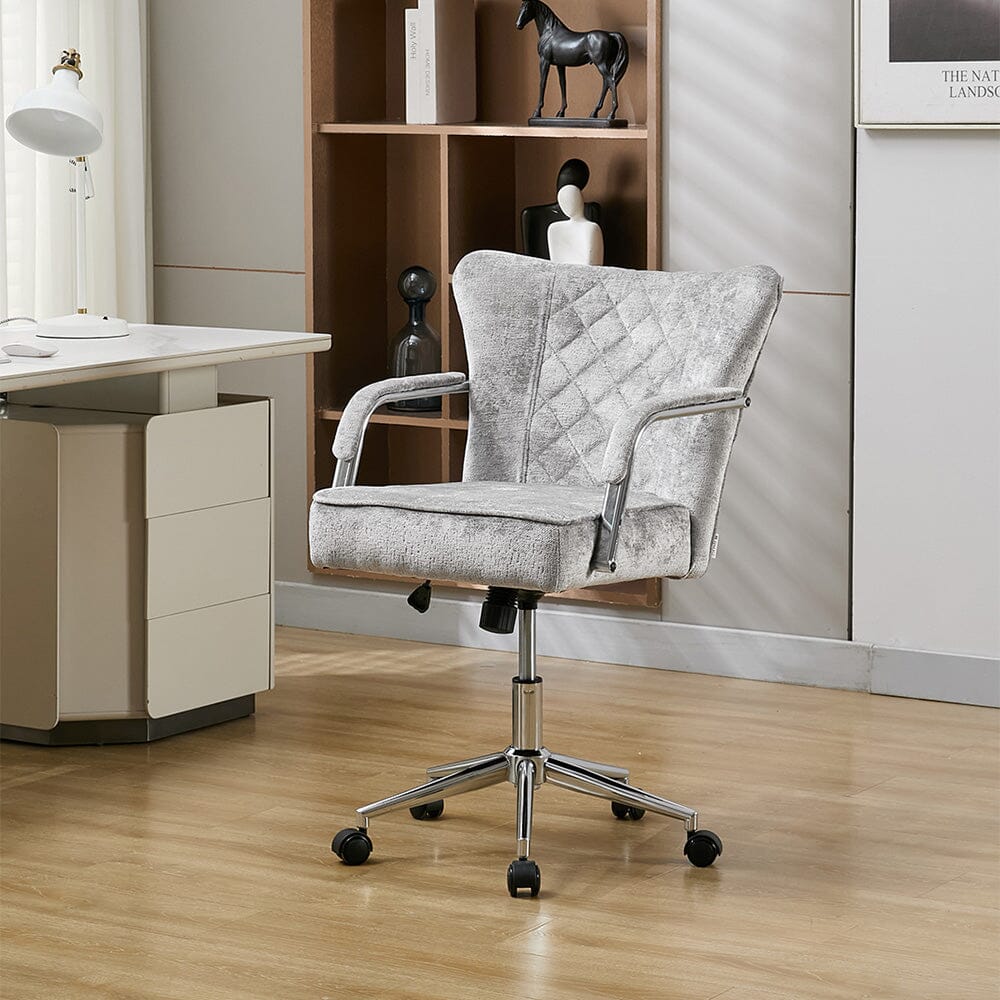 Diamond Tufted Office Chair with Chrome Arms Living and Home Grey 