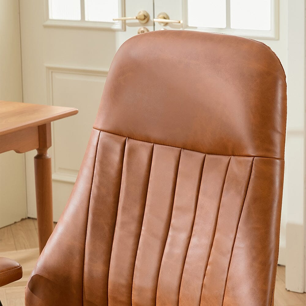 Retro PU Leather Executive Office Chair with Matte Black Frame Living and Home 