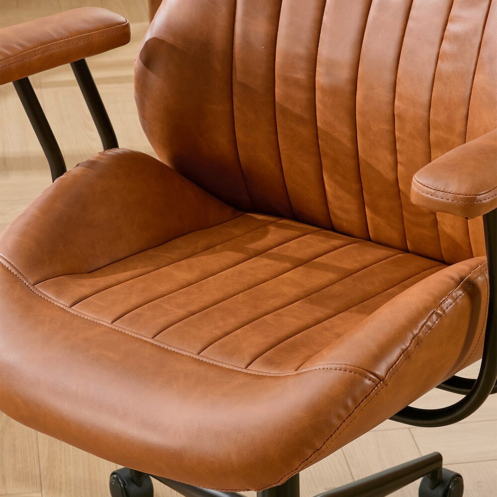 Retro PU Leather Executive Office Chair with Matte Black Frame Living and Home 