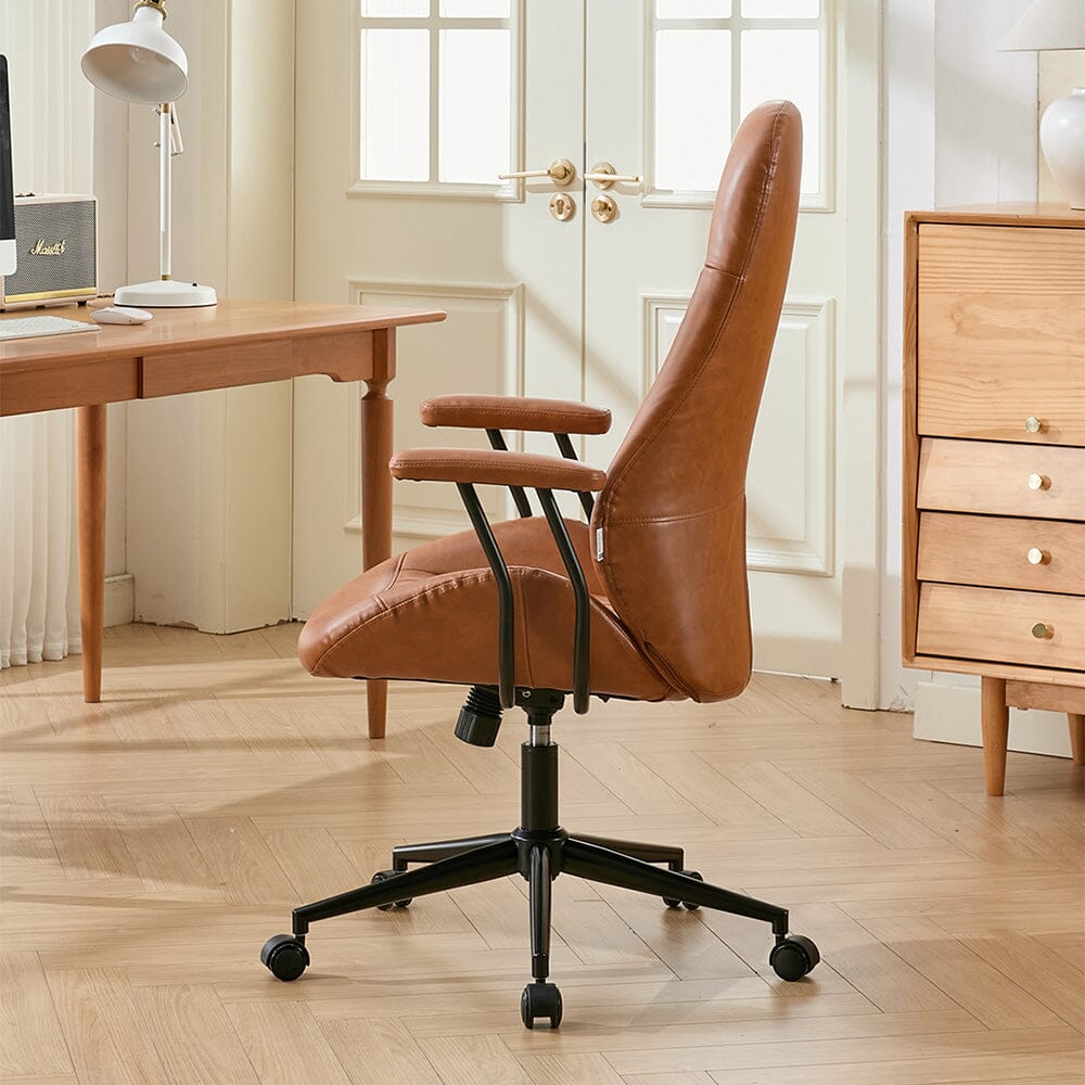 Retro PU Leather Executive Office Chair with Matte Black Frame Living and Home 