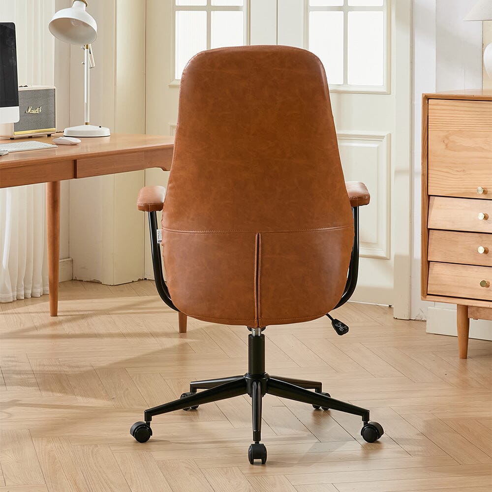 Retro PU Leather Executive Office Chair with Matte Black Frame Living and Home 