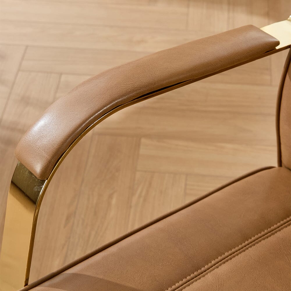 Vertical Stitched PU Office Chair with Gold Frame Living and Home 