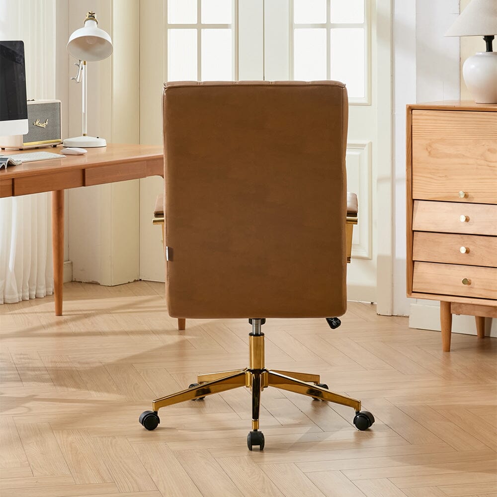 Vertical Stitched PU Office Chair with Gold Frame Living and Home 