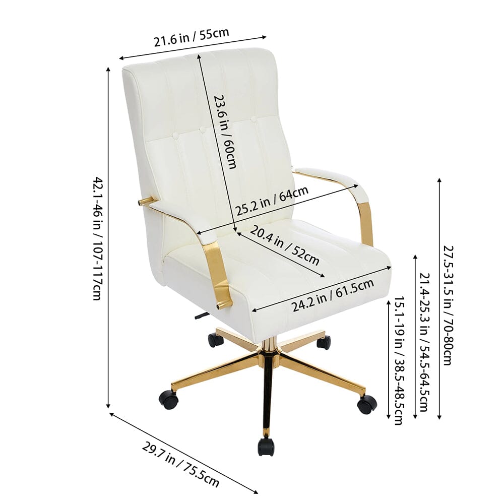 Vertical Stitched PU Office Chair with Gold Frame Living and Home 