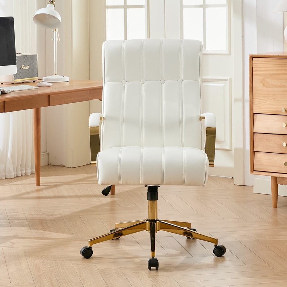 Vertical Stitched PU Office Chair with Gold Frame Living and Home 