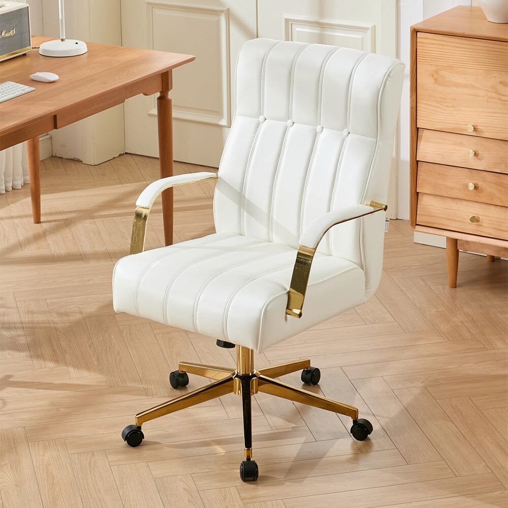 Vertical Stitched PU Office Chair with Gold Frame Living and Home 