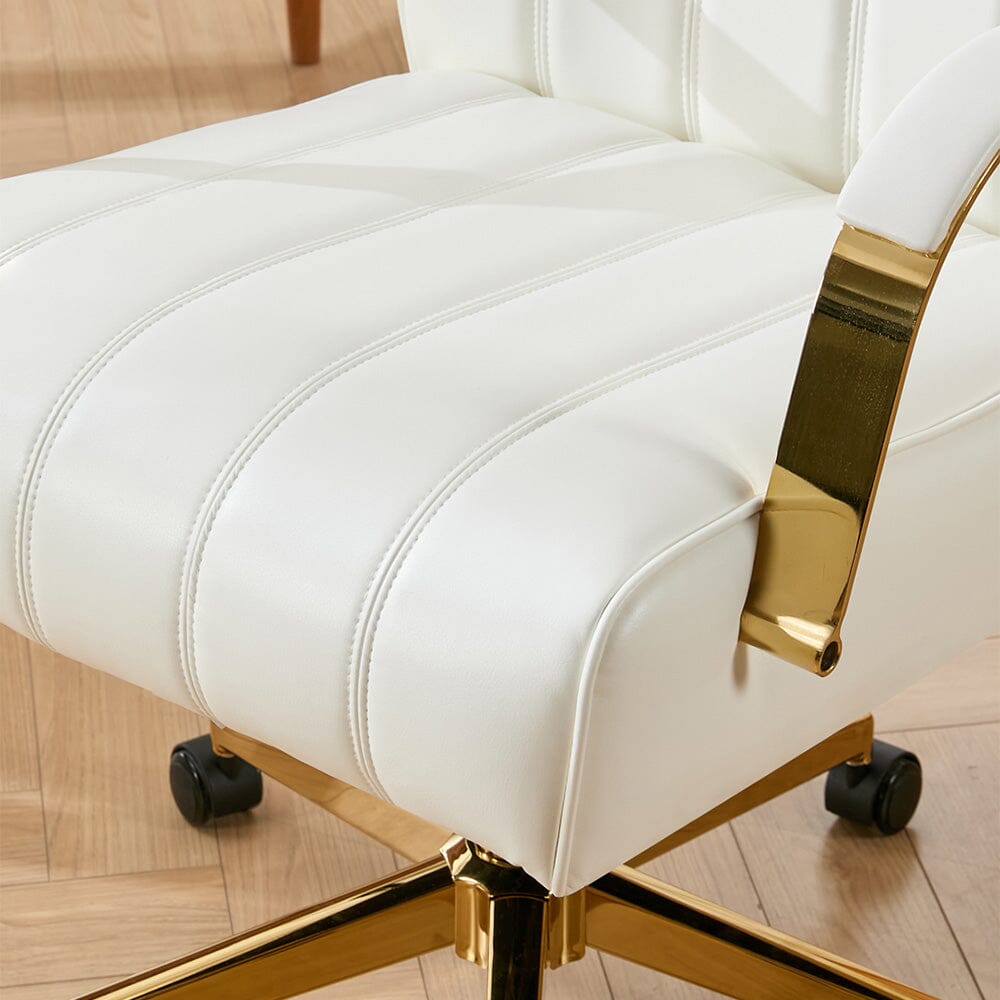 Vertical Stitched PU Office Chair with Gold Frame Living and Home 
