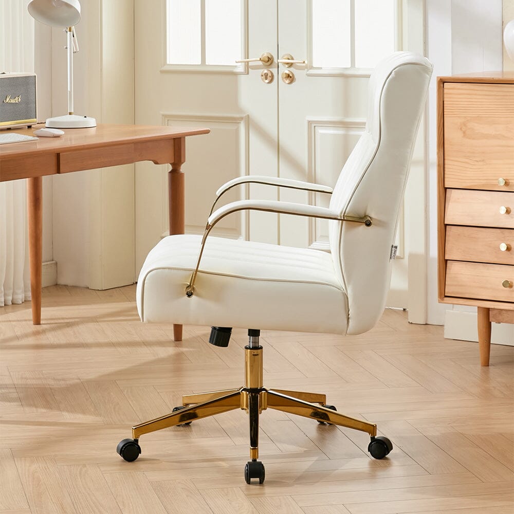 Vertical Stitched PU Office Chair with Gold Frame Living and Home 