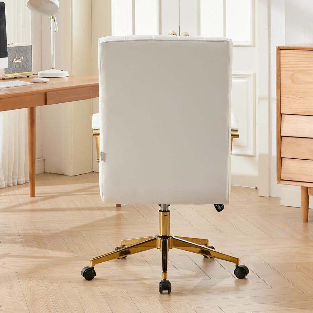 Vertical Stitched PU Office Chair with Gold Frame Living and Home 