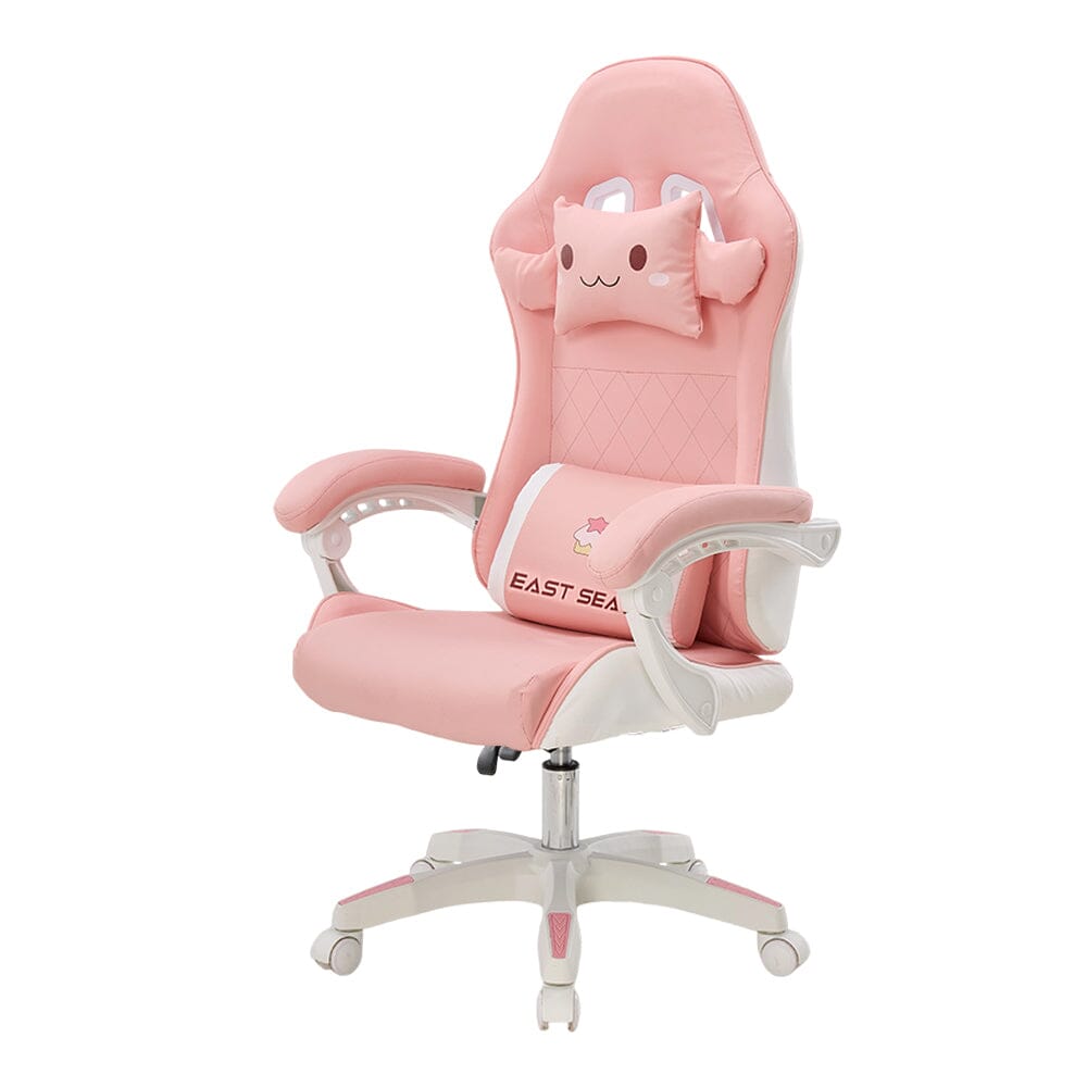 Pink Bunny Ergonomic Gaming Chair with Lumbar Support &amp; Linkage Armrests Living and Home 