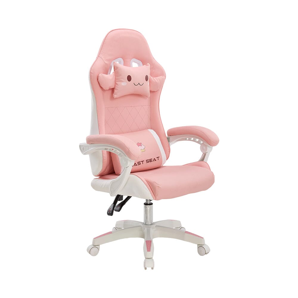 Pink Bunny Ergonomic Gaming Chair with Lumbar Support &amp; Linkage Armrests Living and Home 