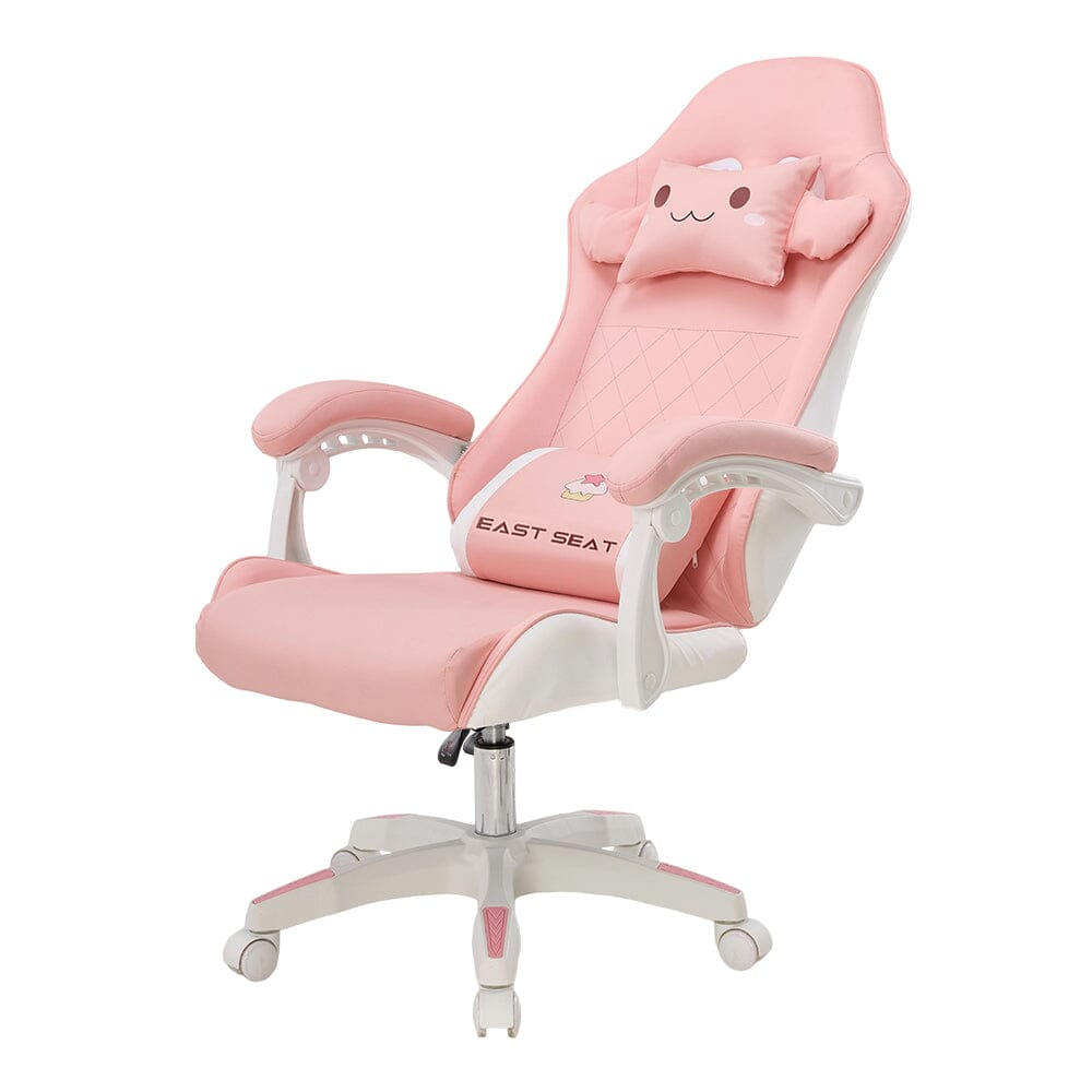 Pink Bunny Ergonomic Gaming Chair with Lumbar Support &amp; Linkage Armrests Living and Home 