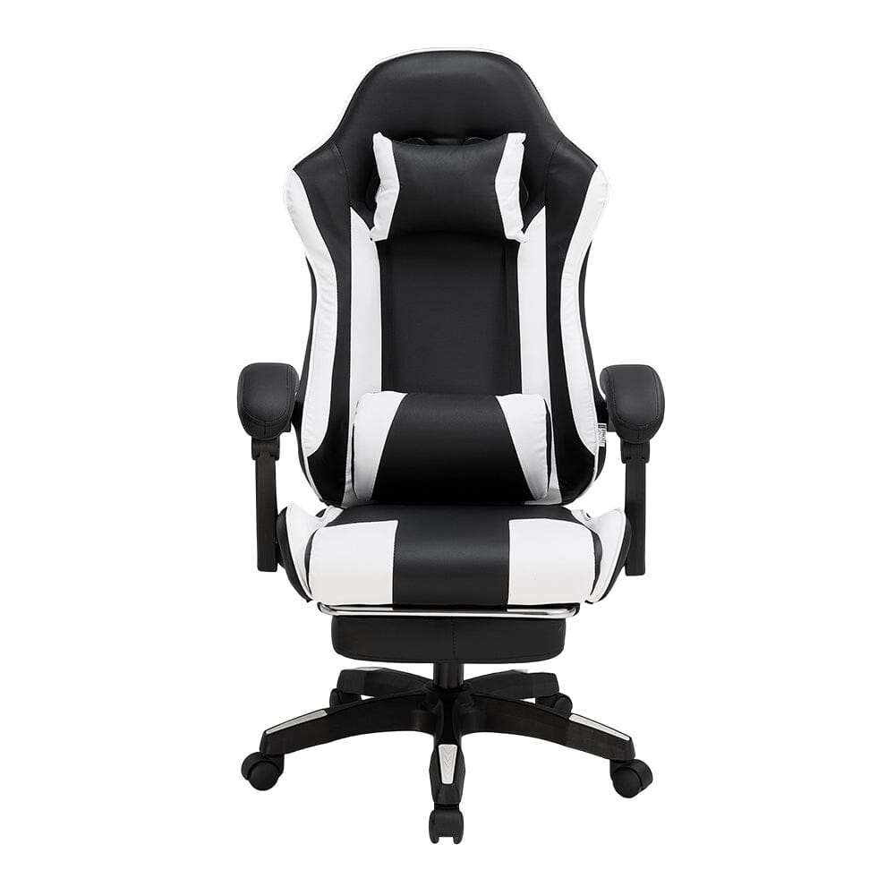 Ergonomic Gaming Chair with Footrest & Linkage Armrests Living and Home Black & White 