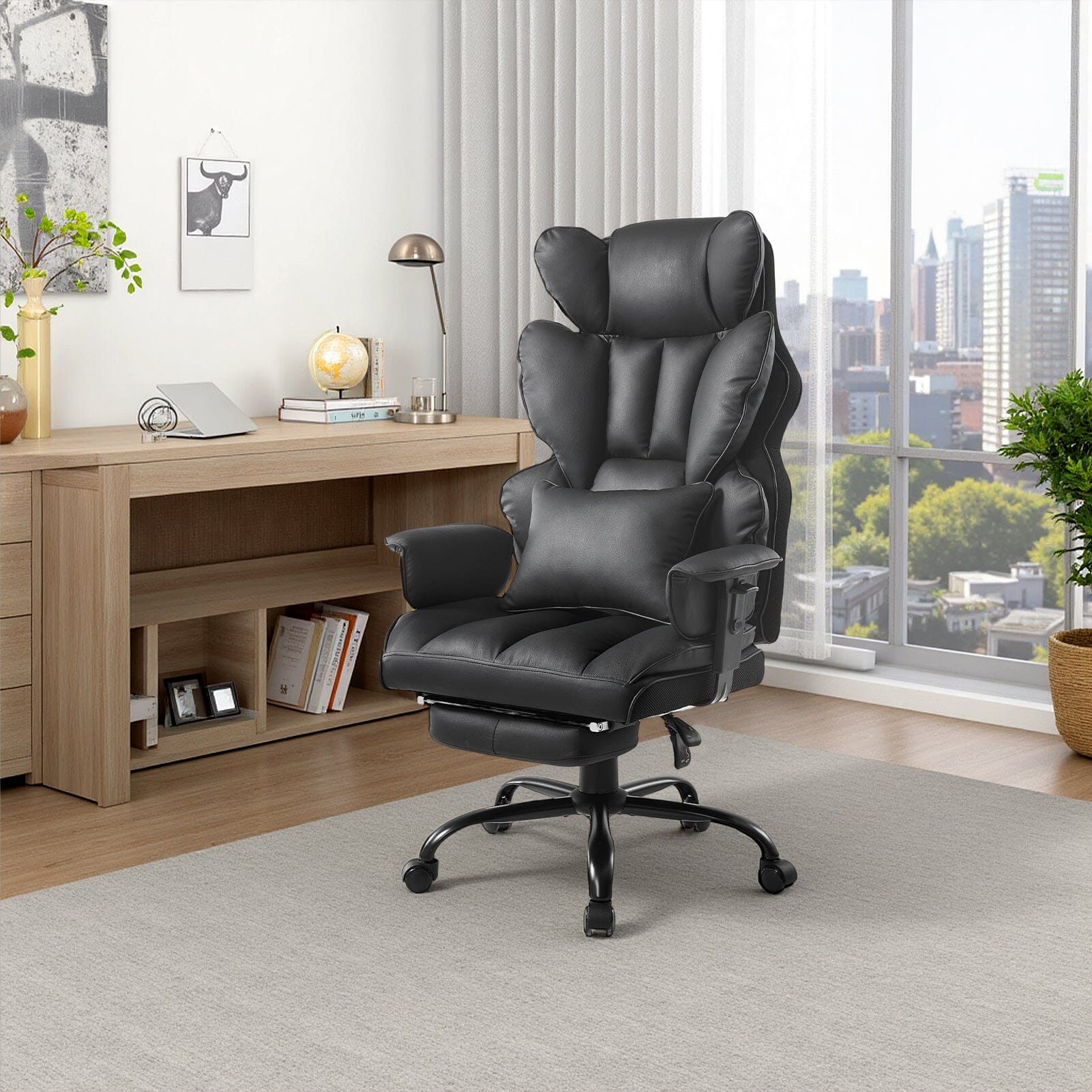 Executive Recliner Office Chair with Retractable Footrest Living and Home 