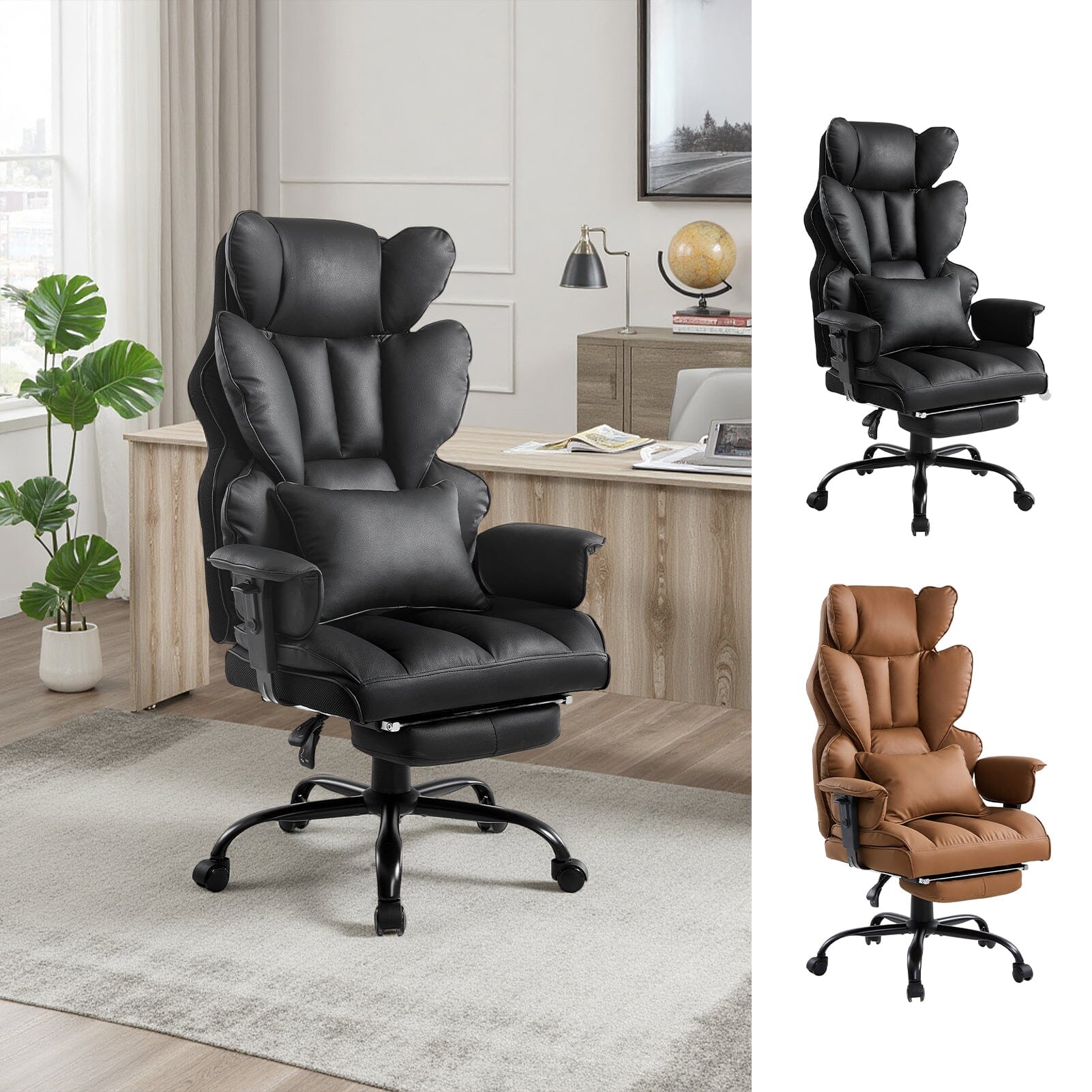 Executive Recliner Office Chair with Retractable Footrest Living and Home 