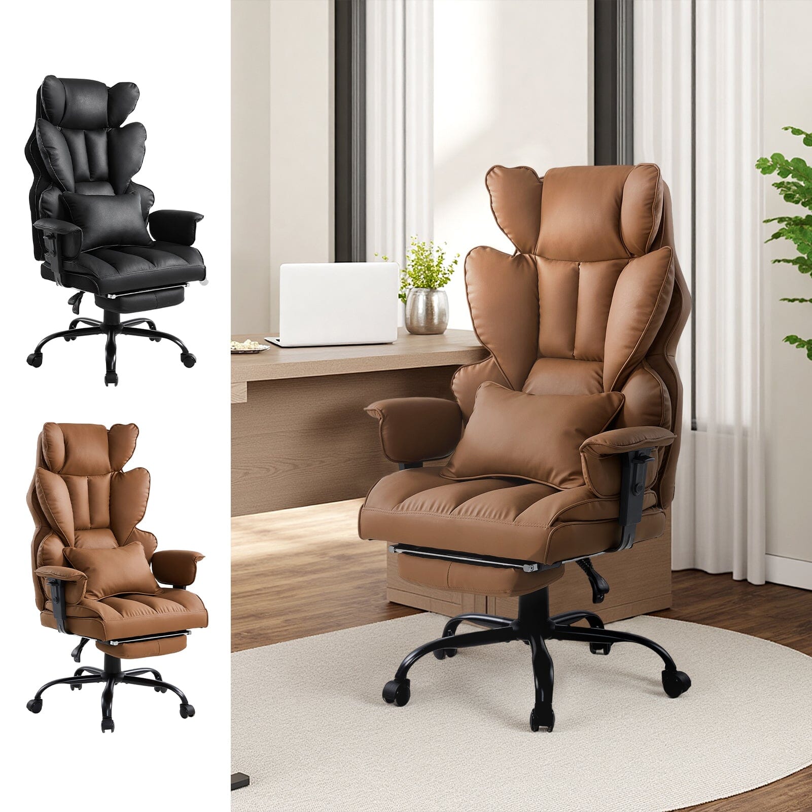 Executive Recliner Office Chair with Retractable Footrest Living and Home 