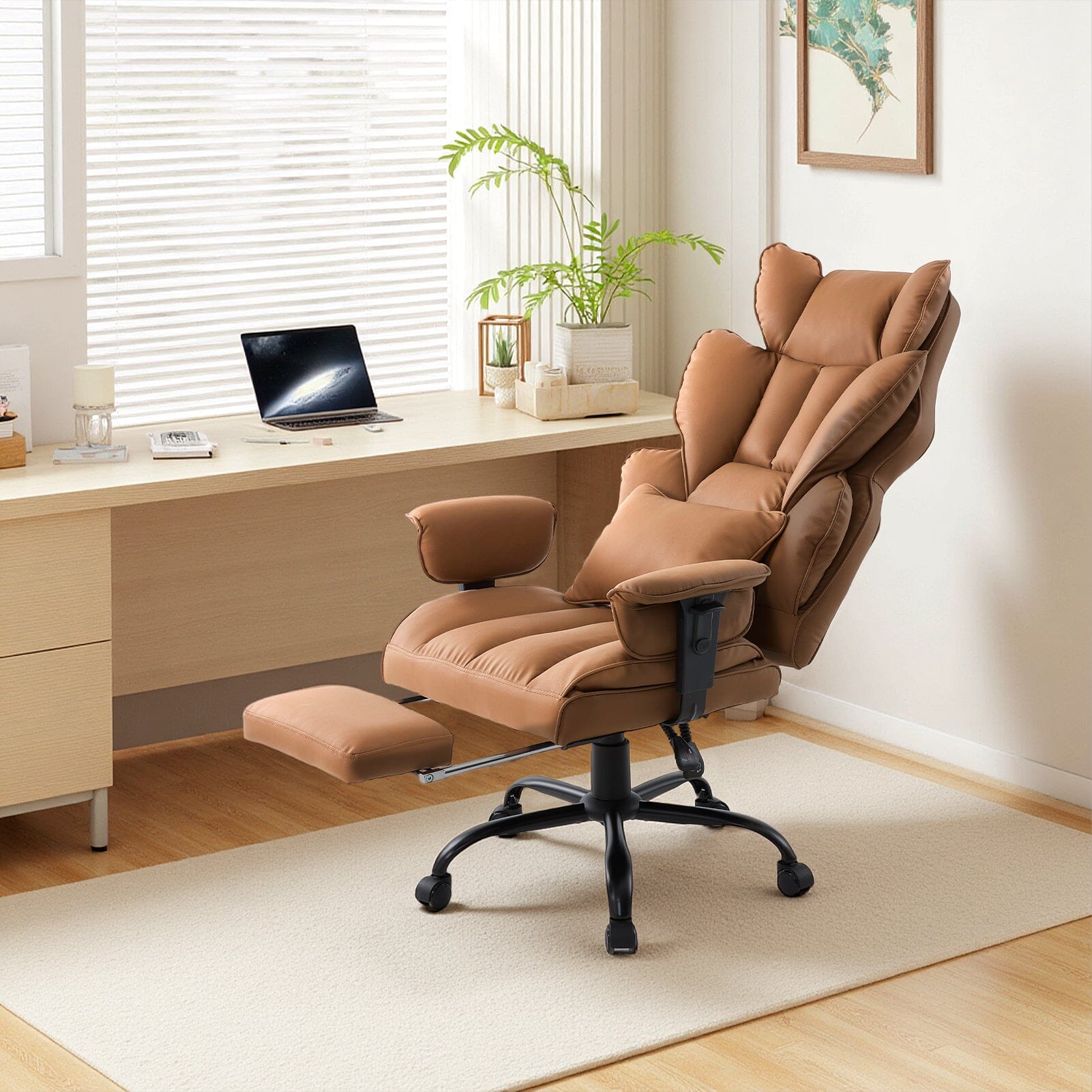 Executive Recliner Office Chair with Retractable Footrest Living and Home 