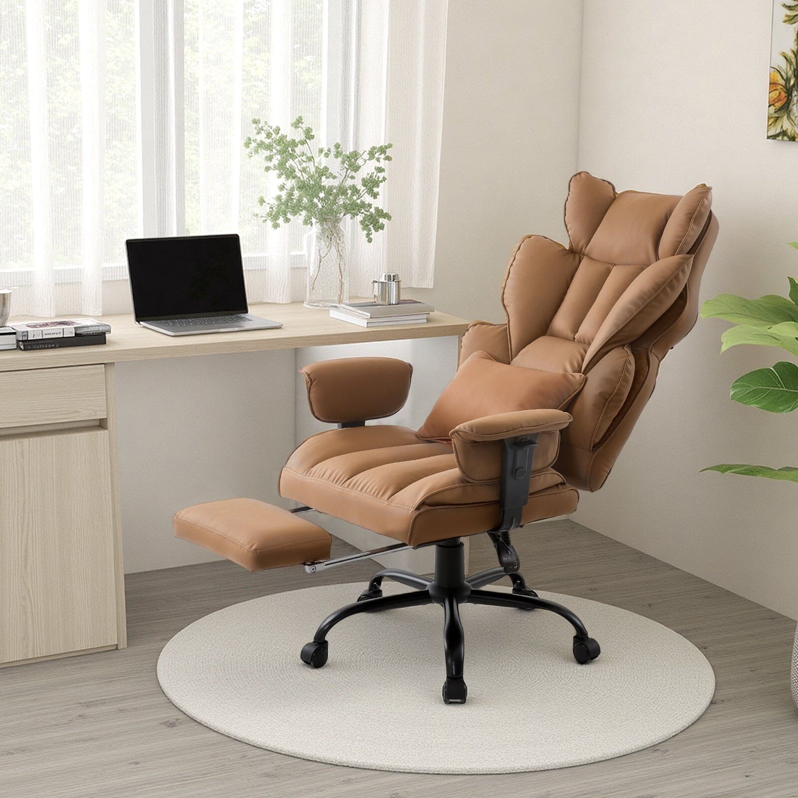 Executive Recliner Office Chair with Retractable Footrest Living and Home 