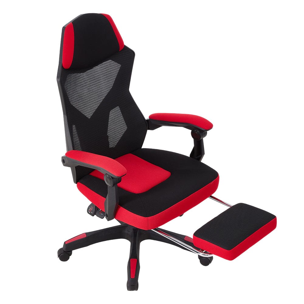 Mesh Gaming Chair with Footrest & Linkage Armrests Living and Home 