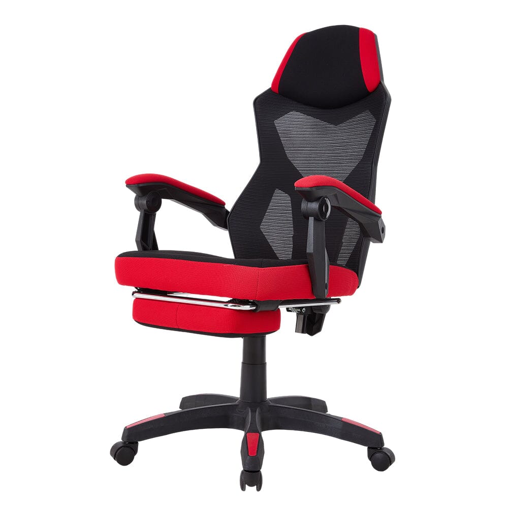 Mesh Gaming Chair with Footrest & Linkage Armrests Living and Home 