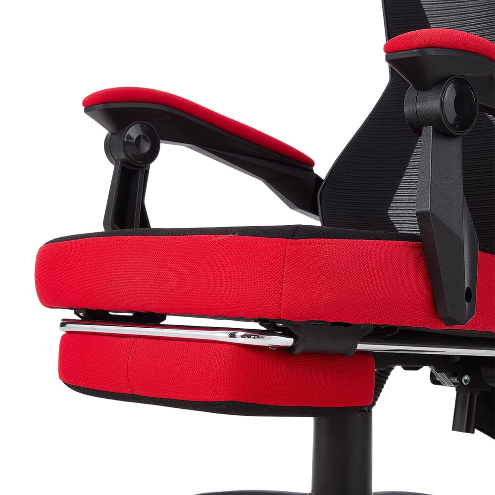 Mesh Gaming Chair with Footrest & Linkage Armrests Living and Home 