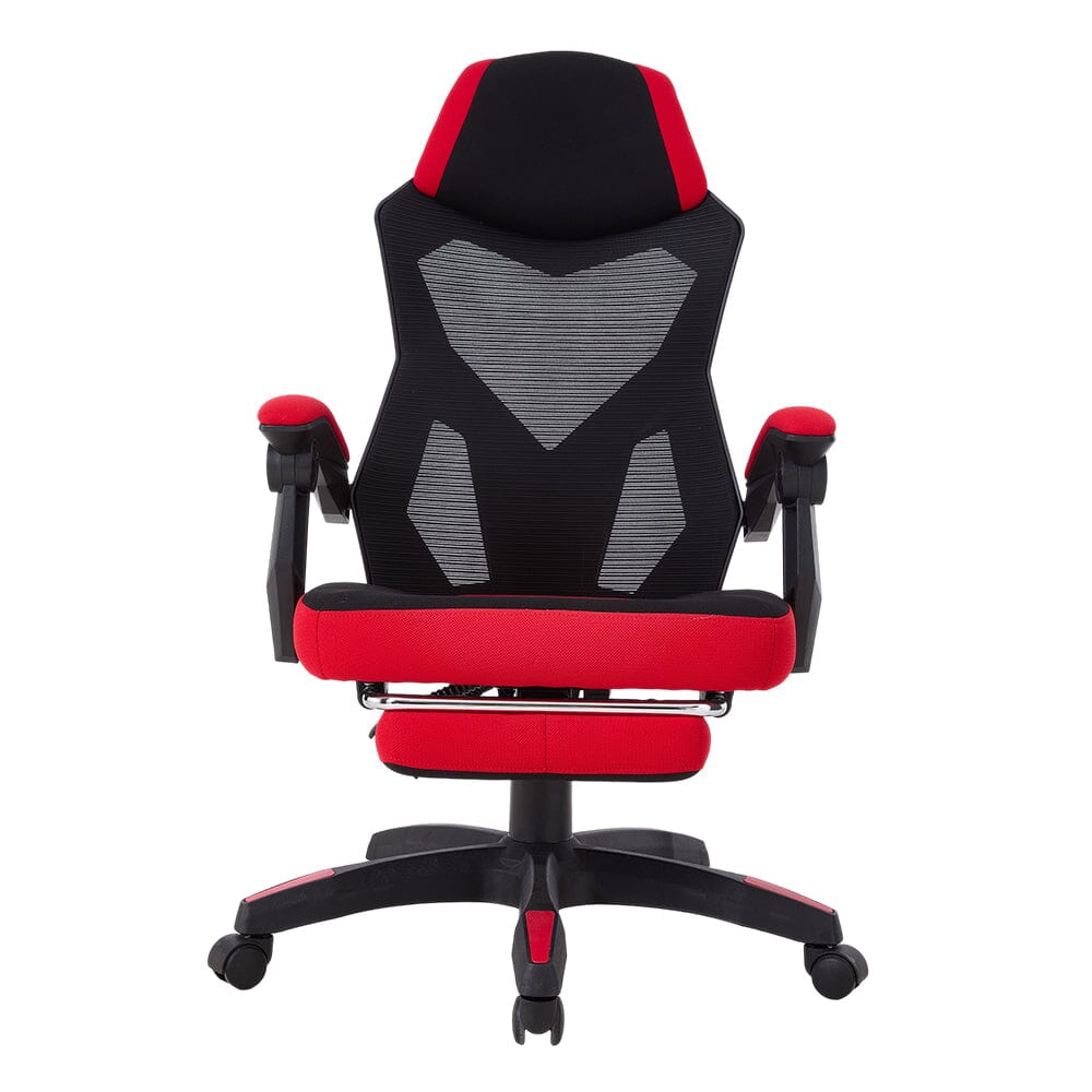 Mesh Gaming Chair with Footrest & Linkage Armrests Living and Home Black & Red 