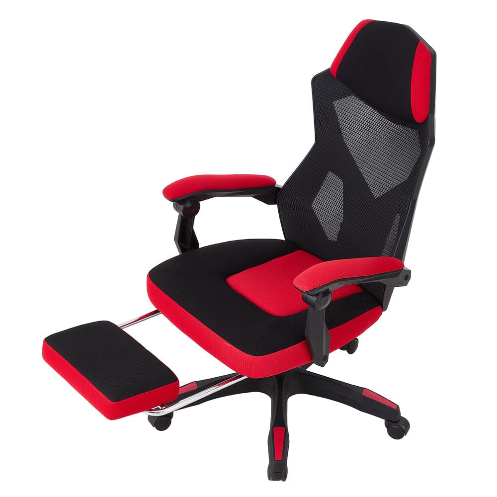 Mesh Gaming Chair with Footrest & Linkage Armrests Living and Home 