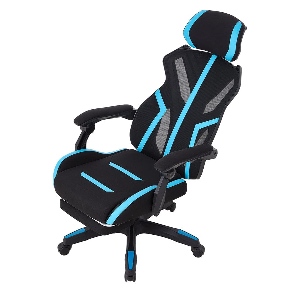Mesh Gaming Chair with Footrest & Linkage Armrests Living and Home 