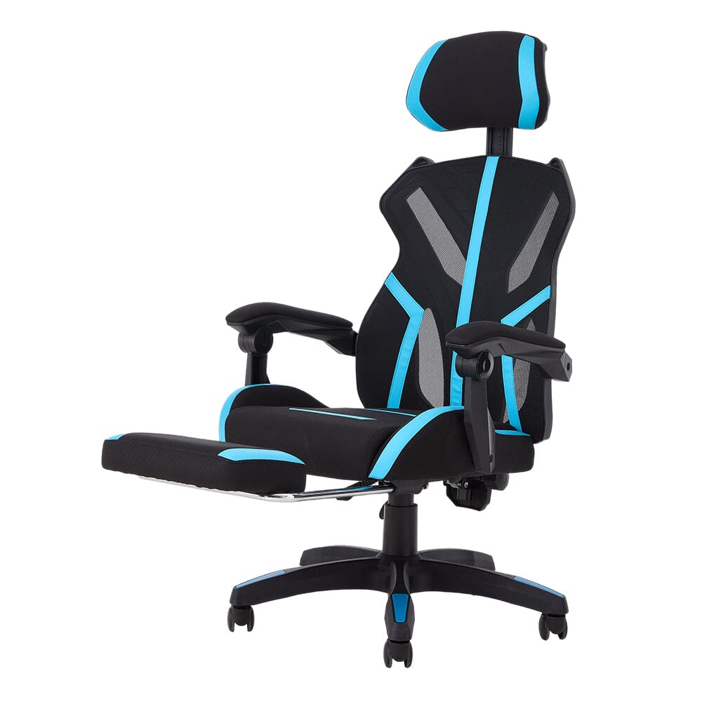 Mesh Gaming Chair with Footrest & Linkage Armrests Living and Home 