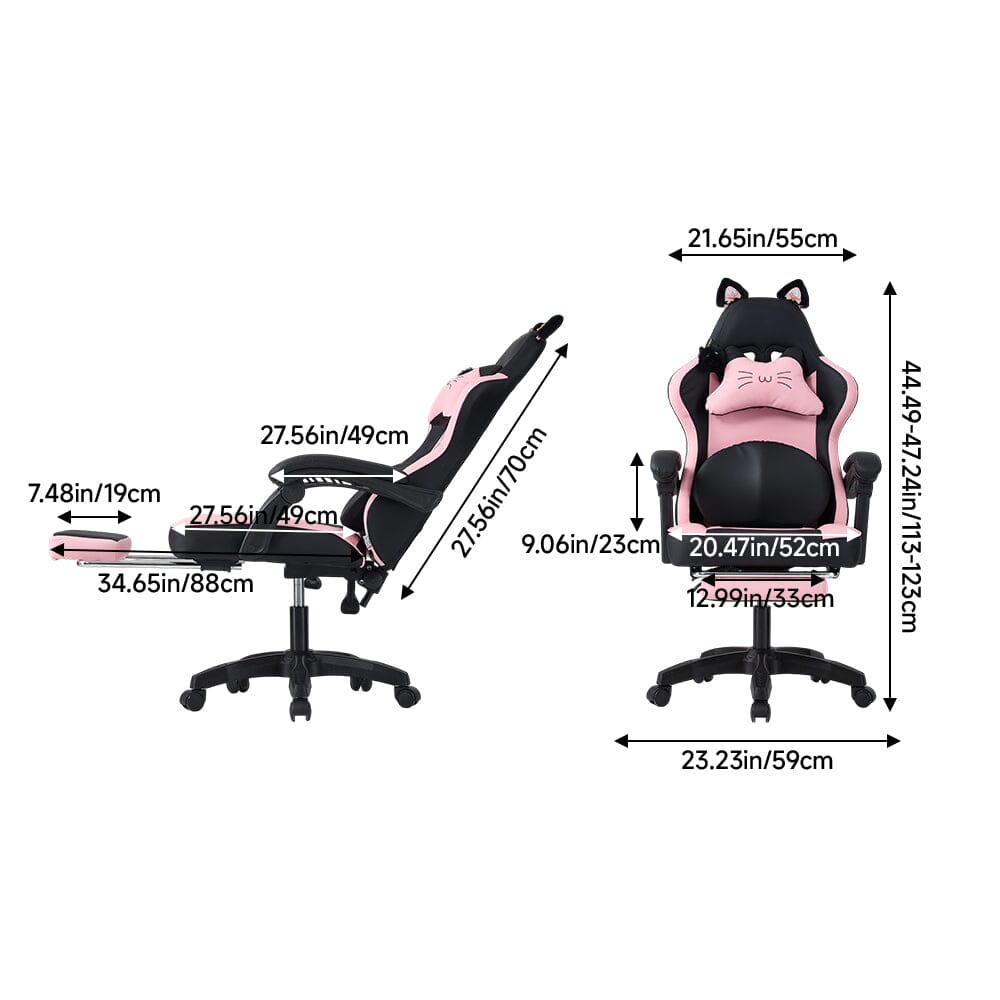 Ergonomic Gaming Chair Reclining PVC Office Chair With Footrest & Massage Lumbar Support Living and Home 