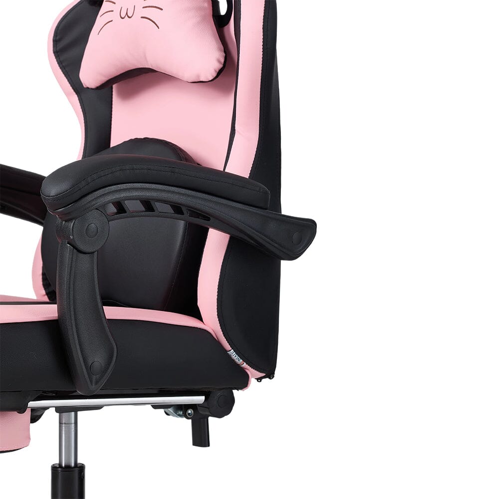 Ergonomic Gaming Chair Reclining PVC Office Chair With Footrest & Massage Lumbar Support Living and Home 