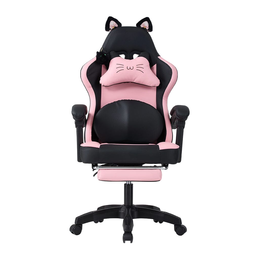 Ergonomic Gaming Chair Reclining PVC Office Chair With Footrest & Massage Lumbar Support Living and Home 