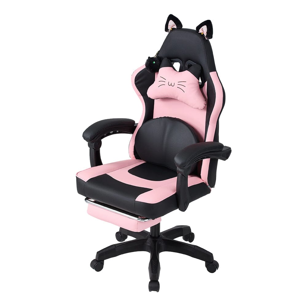 Ergonomic Gaming Chair Reclining PVC Office Chair With Footrest & Massage Lumbar Support Living and Home 