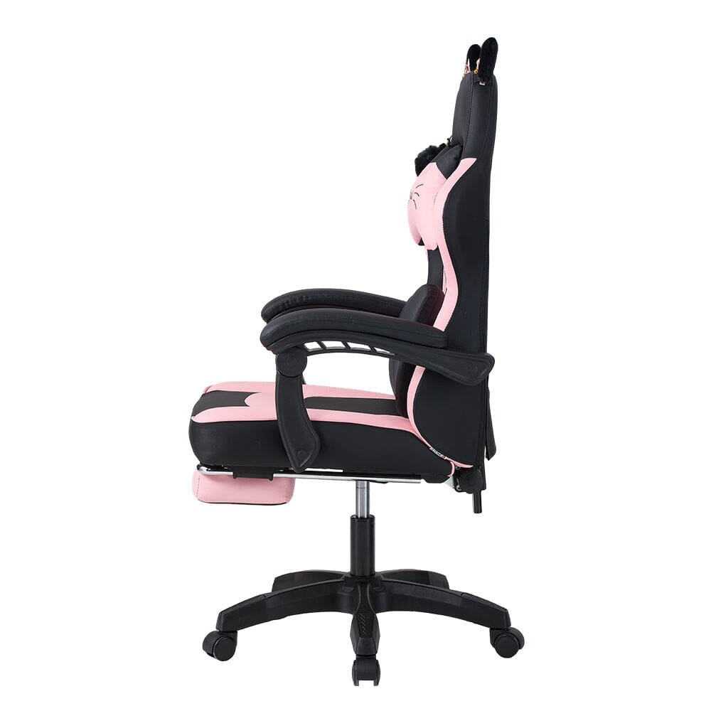 Ergonomic Gaming Chair Reclining PVC Office Chair With Footrest & Massage Lumbar Support Living and Home 