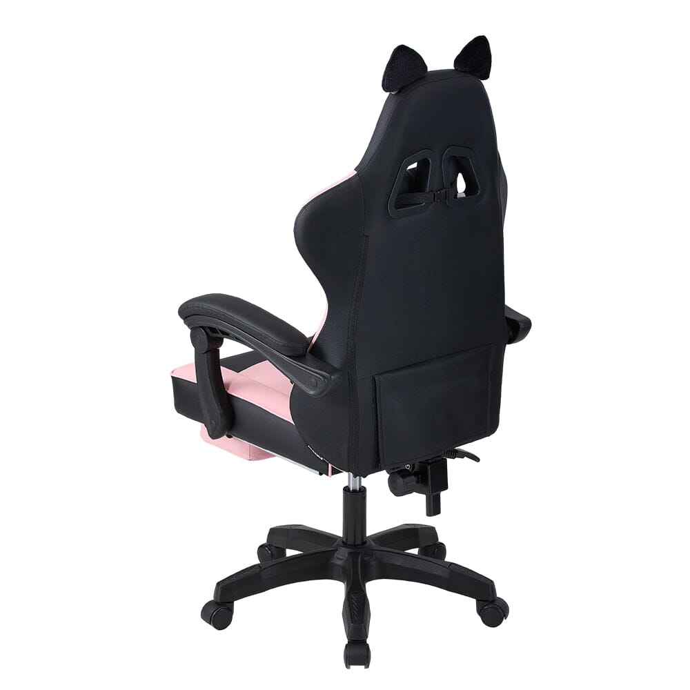 Ergonomic Gaming Chair Reclining PVC Office Chair With Footrest & Massage Lumbar Support Living and Home 
