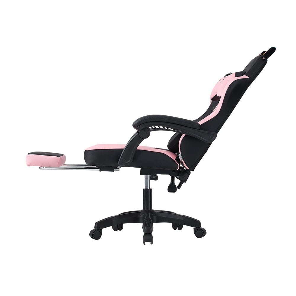Ergonomic Gaming Chair Reclining PVC Office Chair With Footrest & Massage Lumbar Support Living and Home 