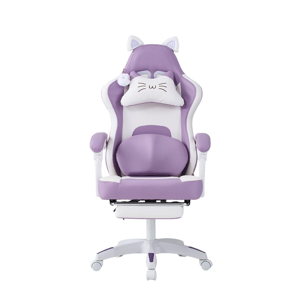 Ergonomic Gaming Chair Reclining PVC Office Chair With Footrest & Massage Lumbar Support Living and Home 