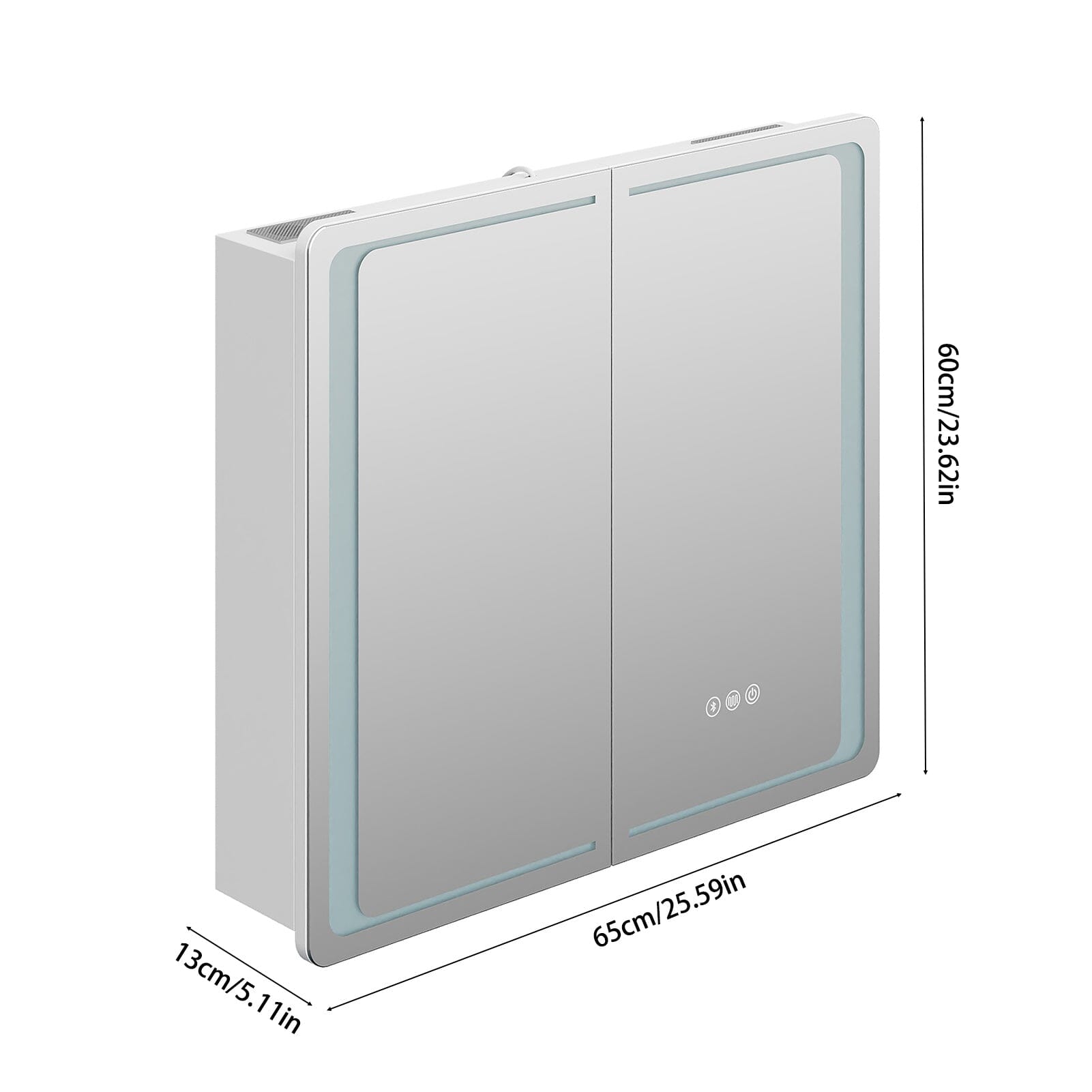 LED Bathroom Mirror Cabinet – Square 65x60cm with Fog-Free, Bluetooth, and Touch & Sensor Control Living and Home 