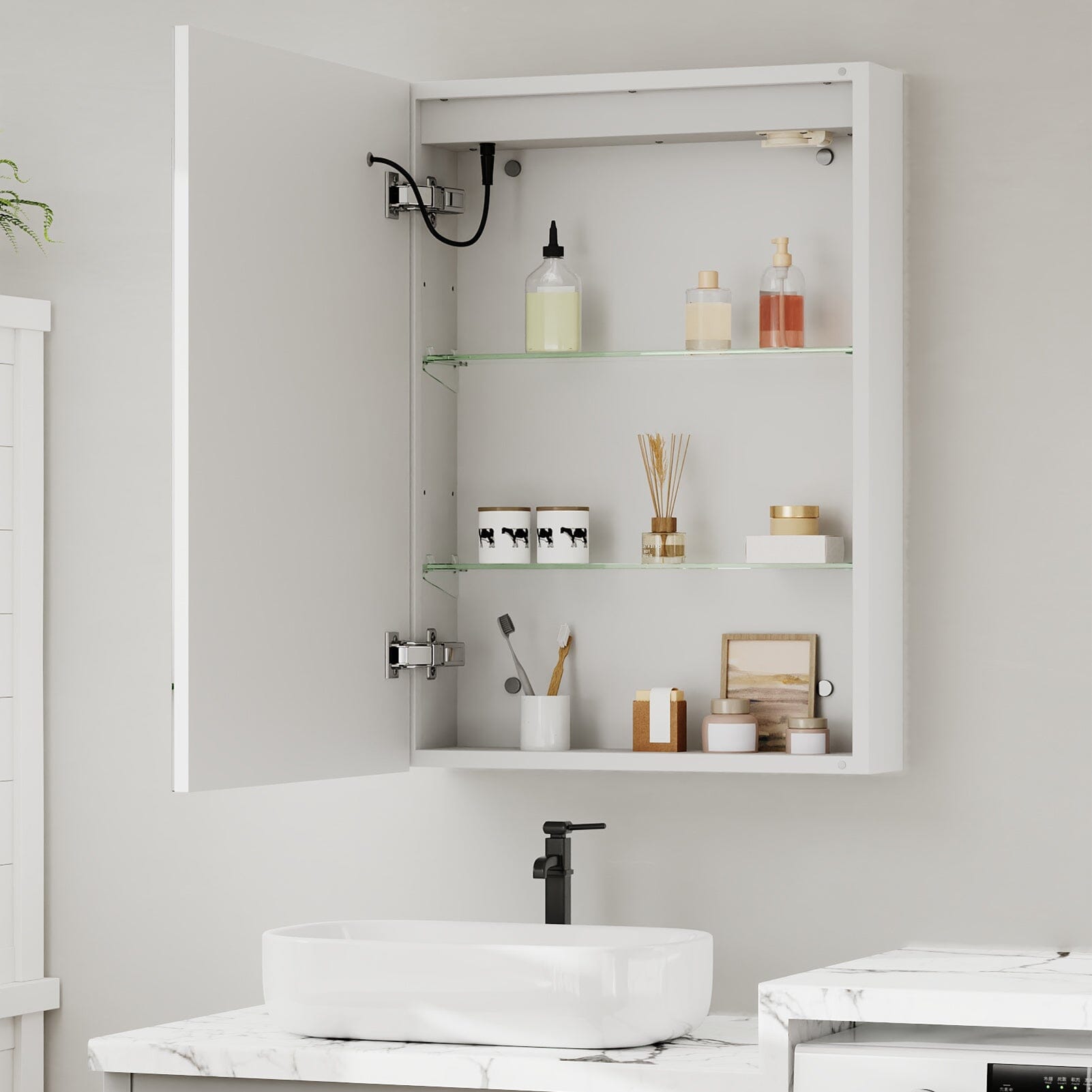 50x70cm / 65x60cm LED Bathroom Mirror Cabinet with Bluetooth & Fog-Free Technology Living and Home 