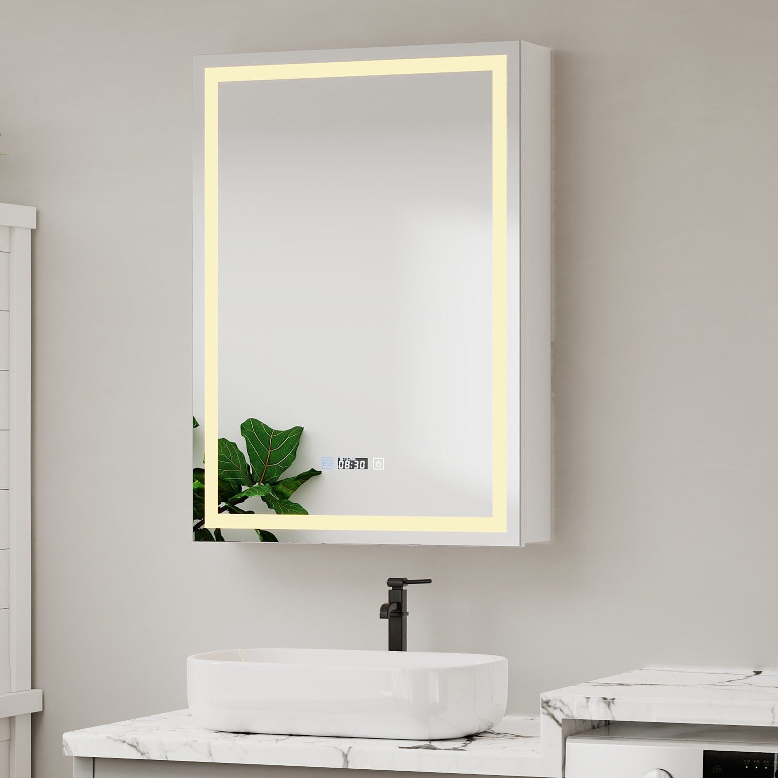 50x70cm / 65x60cm LED Bathroom Mirror Cabinet with Bluetooth & Fog-Free Technology Living and Home 
