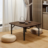 Contemporary Square Wooden Folding Coffee Table Coffee Tables Living and Home Brown 70cm W x 70cm D x 35cm H 