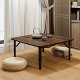 Contemporary Square Wooden Folding Coffee Table Coffee Tables Living and Home Brown 80cm W x 80cm D x 35cm H 
