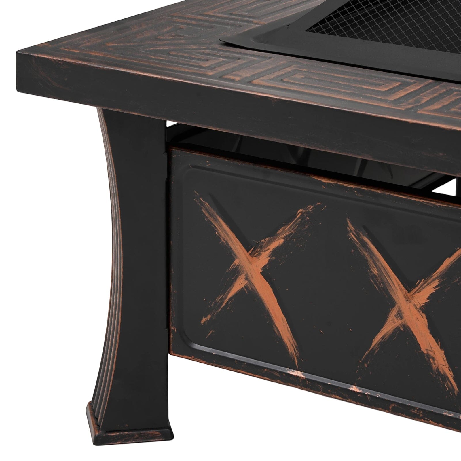 80cm Vintage-Style Outdoor Fire Pit & BBQ Grill | Square Fire Bowl for Garden & Camping Living and Home 