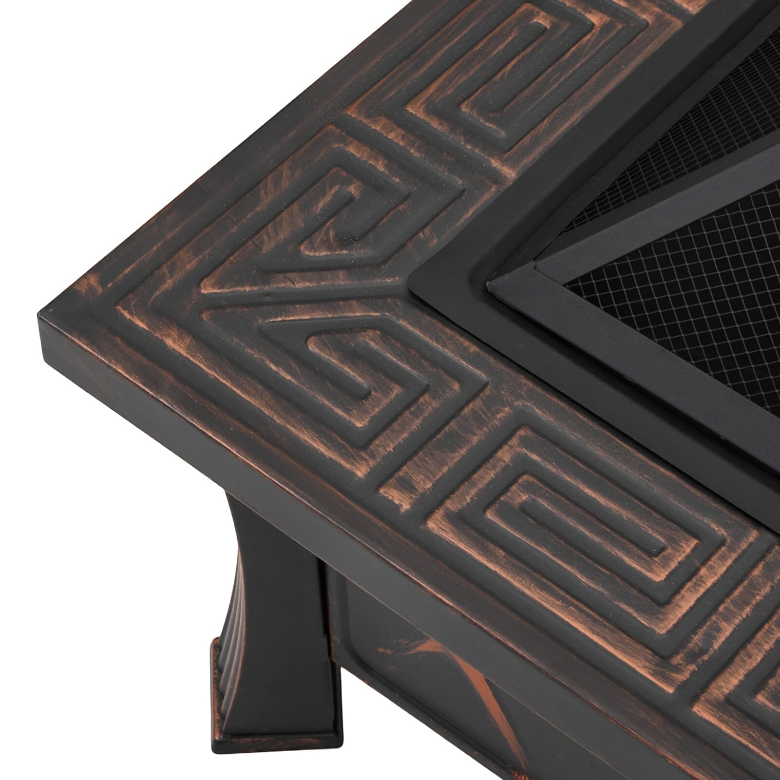 80cm Vintage-Style Outdoor Fire Pit & BBQ Grill | Square Fire Bowl for Garden & Camping Living and Home 