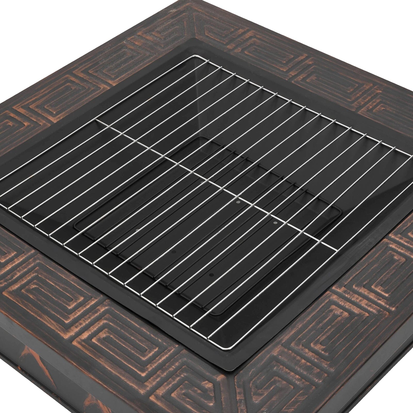 80cm Vintage-Style Outdoor Fire Pit & BBQ Grill | Square Fire Bowl for Garden & Camping Living and Home 