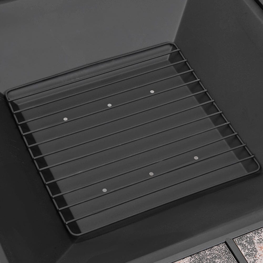 83cm Vintage Brown Fire Pit & BBQ Grill | Square Outdoor Fire Bowl for Garden & Camping Living and Home 