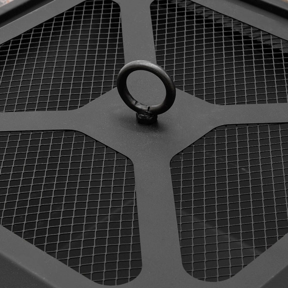 83cm Vintage Brown Fire Pit & BBQ Grill | Square Outdoor Fire Bowl for Garden & Camping Living and Home 